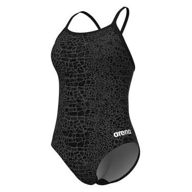  Snakeskin Swimsuit Lightdrop Back Kadın Siyah Yüzücü Mayosu 010157500