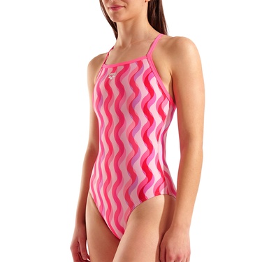  Ripple Print Swimsuit Lightdrop Kadın Pembe Yüzücü Mayosu 010980990