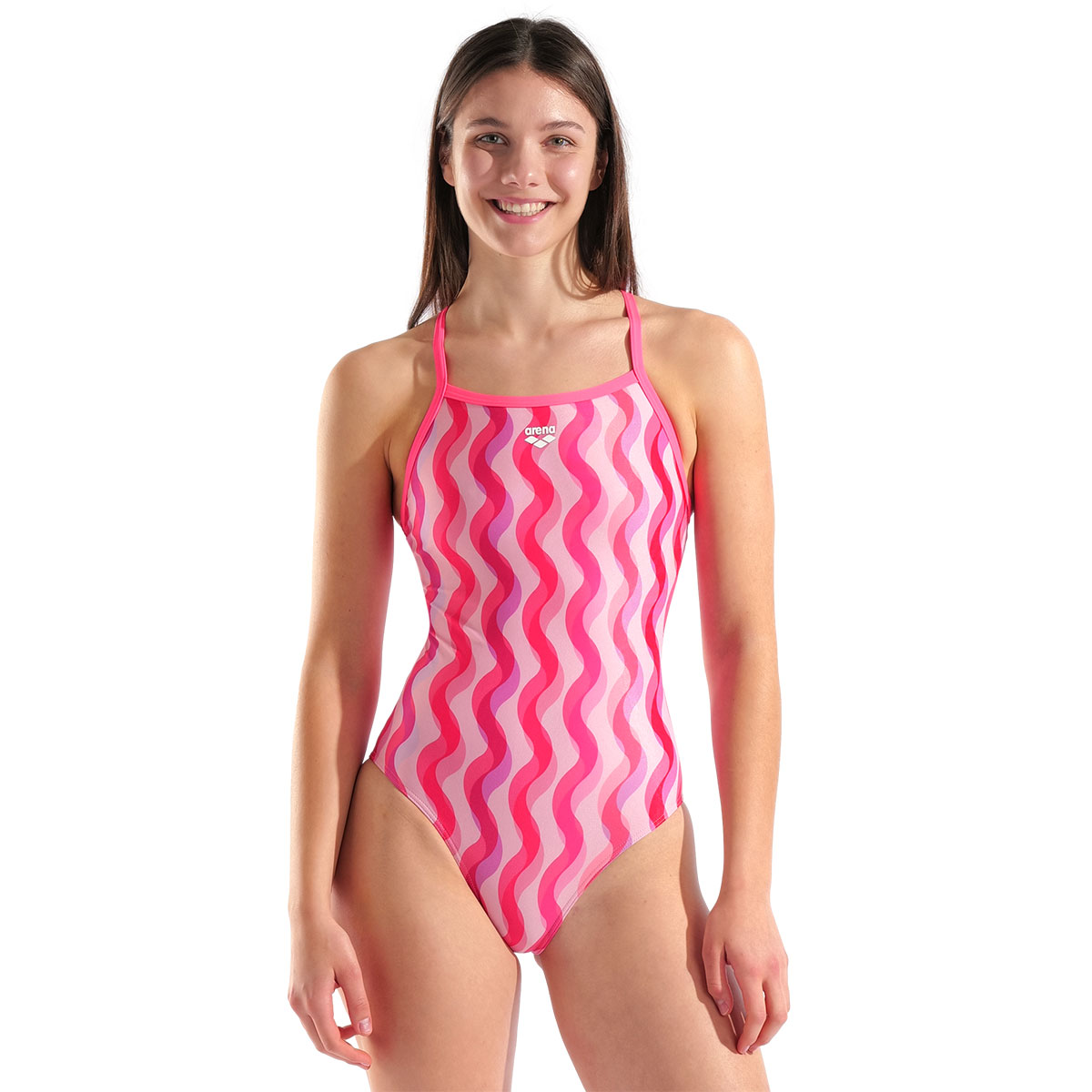  Ripple Print Swimsuit Lightdrop Kadın Pembe Yüzücü Mayosu 010980990