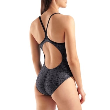  Snakeskin Swimsuit Lightdrop Back Kadın Siyah Yüzücü Mayosu 010157500