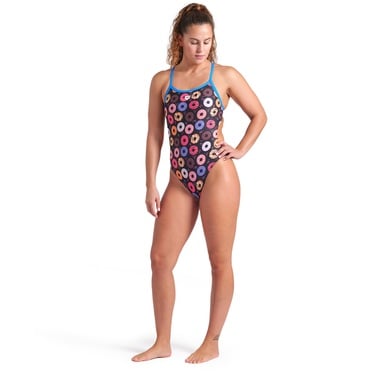  Donuts Swimsuit Challenge Back Kadın Siyah Yüzücü Mayosu 009461590