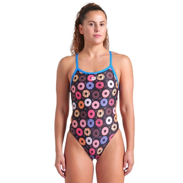  Donuts Swimsuit Challenge Back Kadın Siyah Yüzücü Mayosu 009461590