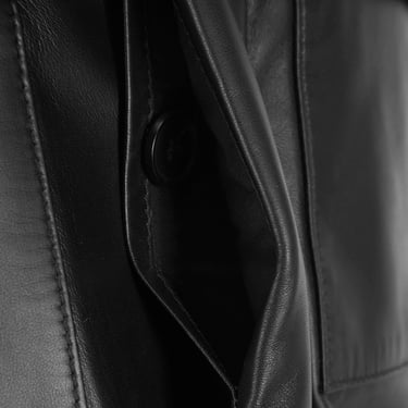  Erkek Siyah Gömlek Yaka Deri Ceket