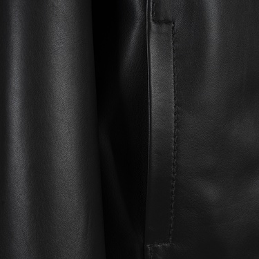  Kadın Siyah Gömlek Yakalı Deri Ceket