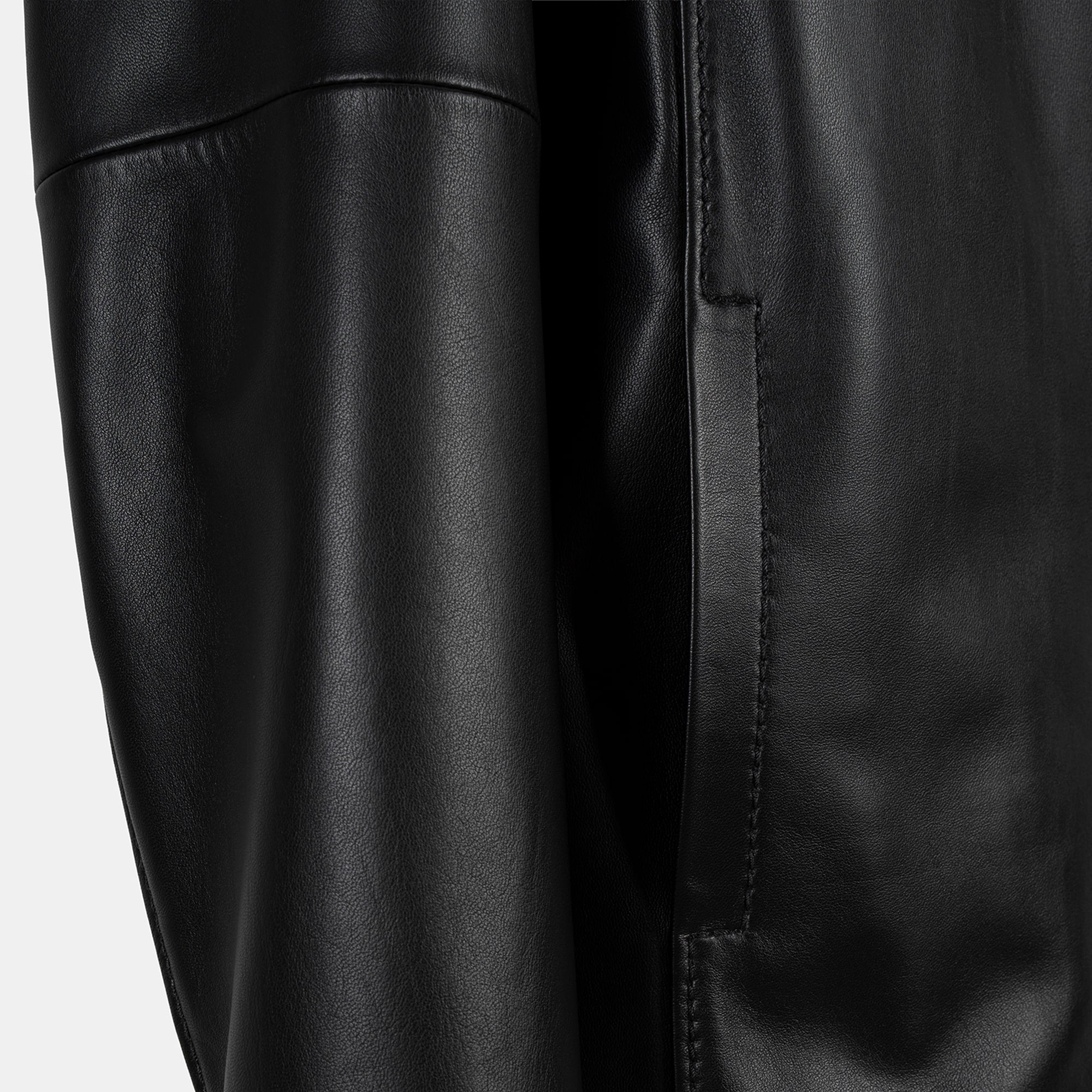 Kadın Siyah Gömlek Yakalı Deri Ceket