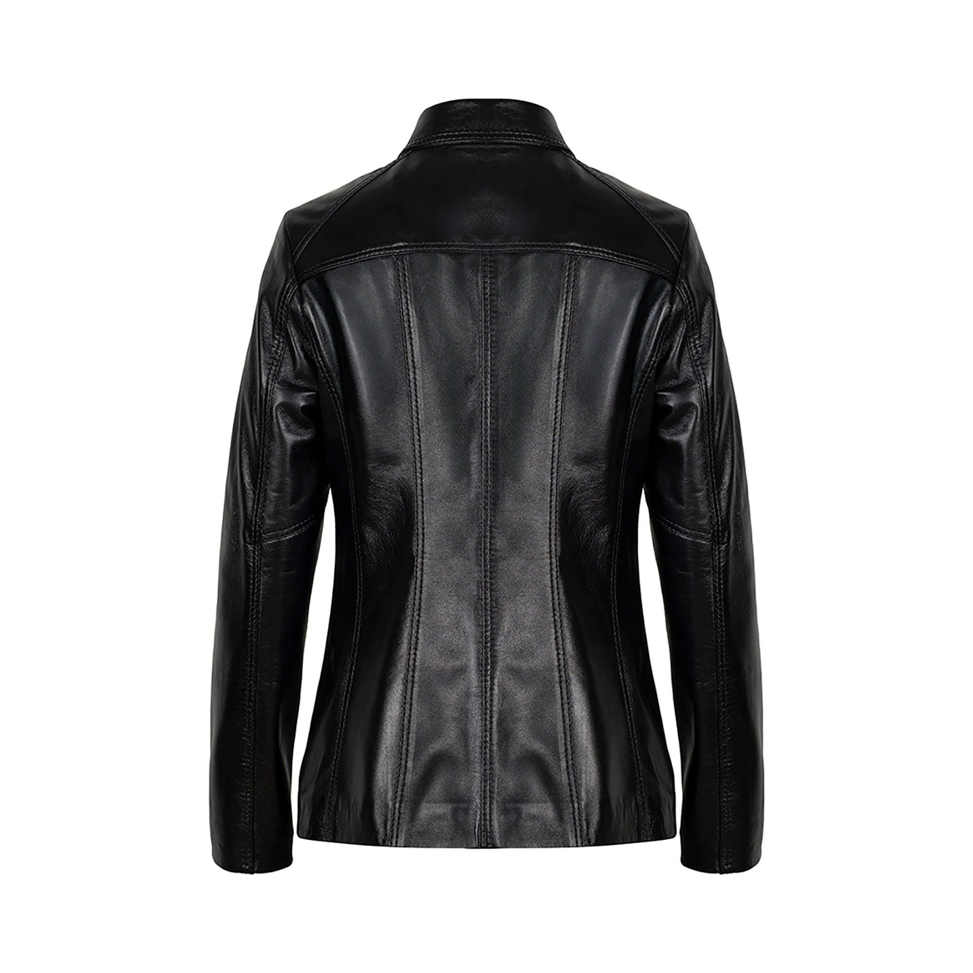 Kadın Siyah Gömlek Yakalı Fit Deri Ceket