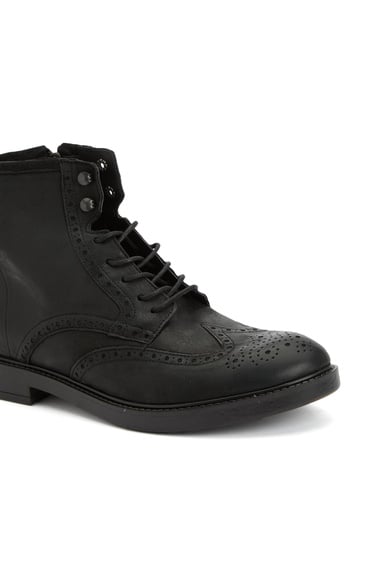  Divarese Erkek Siyah Zımbalı Deri Bot