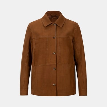  Kadın Taba Gömlek Yakalı Düğmeli Süet Ceket