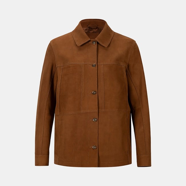  Kadın Taba Gömlek Yakalı Düğmeli Süet Ceket