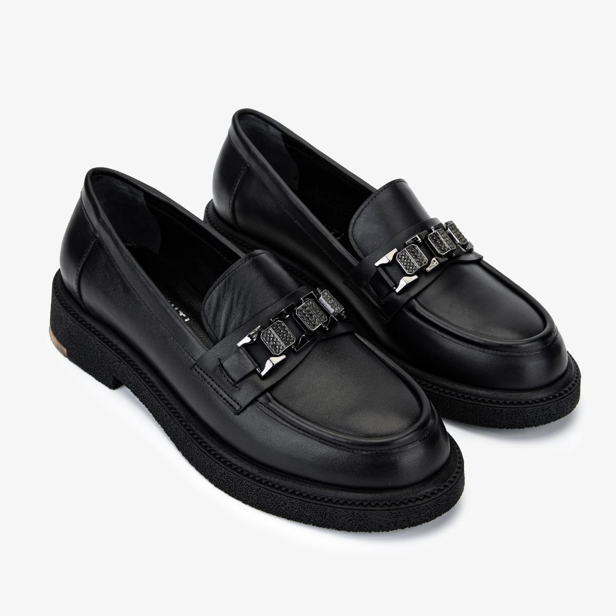 Valmenti Kadın Hakiki Deri Siyah Loafer Ayakkabı