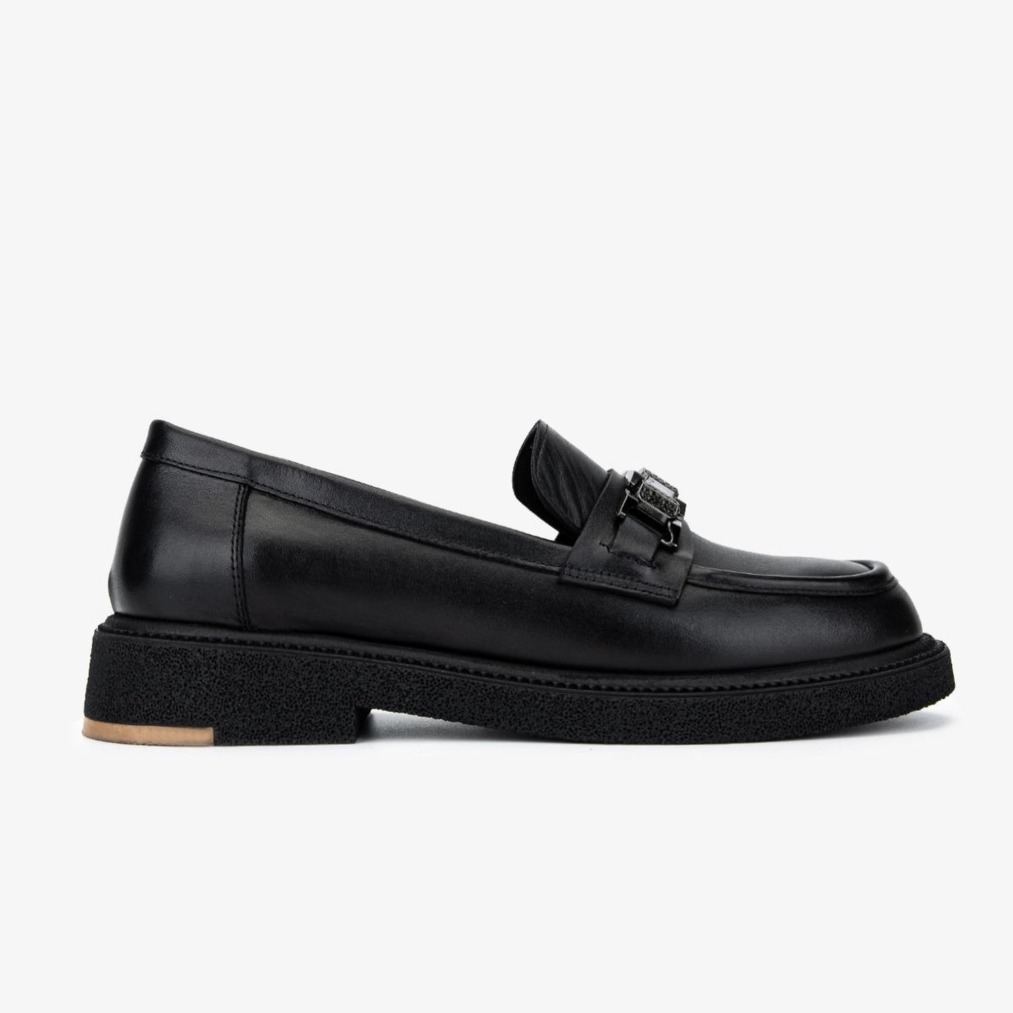 Valmenti Kadın Hakiki Deri Siyah Loafer Ayakkabı