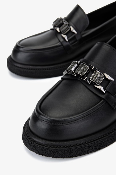  Valmenti Kadın Hakiki Deri Siyah Loafer Ayakkabı