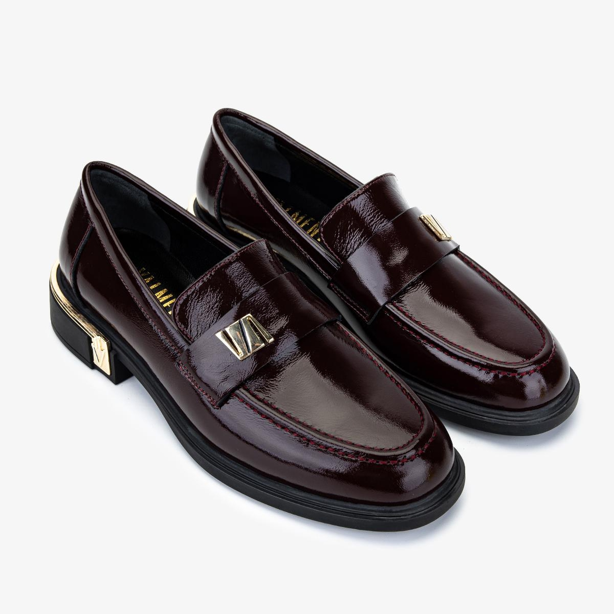 Valmenti Kadın Hakiki Deri Bordo Rugan Loafer Ayakkabı