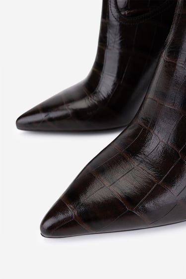  Valmenti Kadın Hakiki Deri Kahverengi Kroko Topuklu Çizme