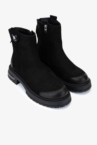  Valmenti Kadın Hakiki Deri Siyah Nubuk Casual Bot