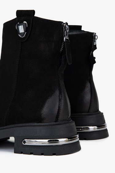  Valmenti Kadın Hakiki Deri Siyah Nubuk Casual Bot