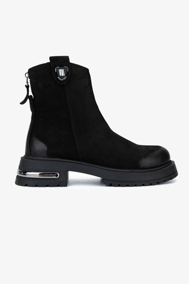  Valmenti Kadın Hakiki Deri Siyah Nubuk Casual Bot