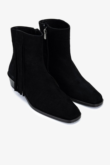  Valmenti Kadın Hakiki Deri Siyah Süet Topuklu Bot