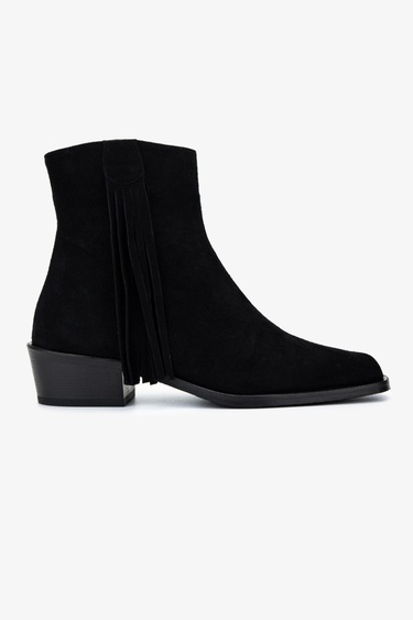  Valmenti Kadın Hakiki Deri Siyah Süet Topuklu Bot