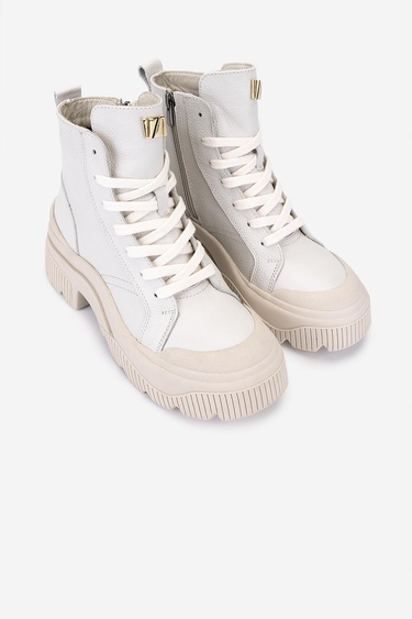  Valmenti Kadın Hakiki Deri Kırık Beyaz Casual Bot