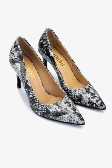  Valmenti Kadın Hakiki Deri Gri Topuklu Ayakkabı