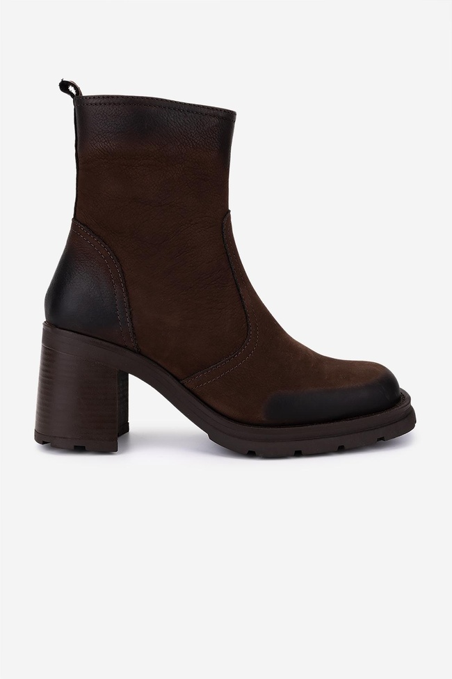  Valmenti Kadın Hakiki Deri Kahverengi Nubuk Topuklu Bot