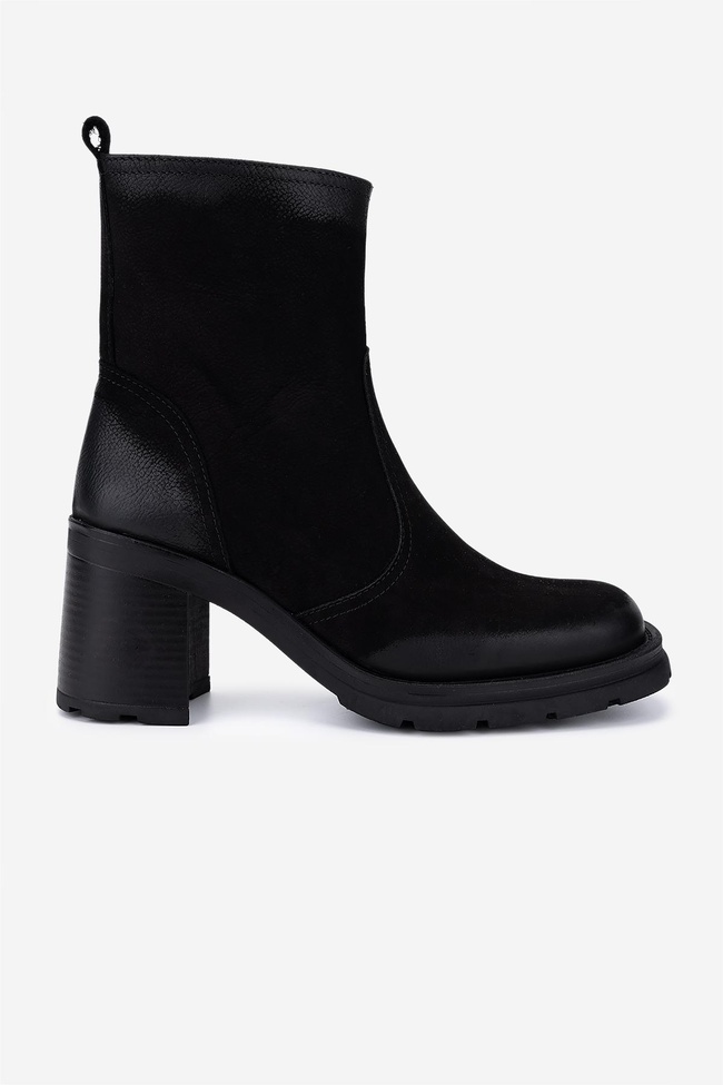  Valmenti Kadın Hakiki Deri Siyah Nubuk Topuklu Bot