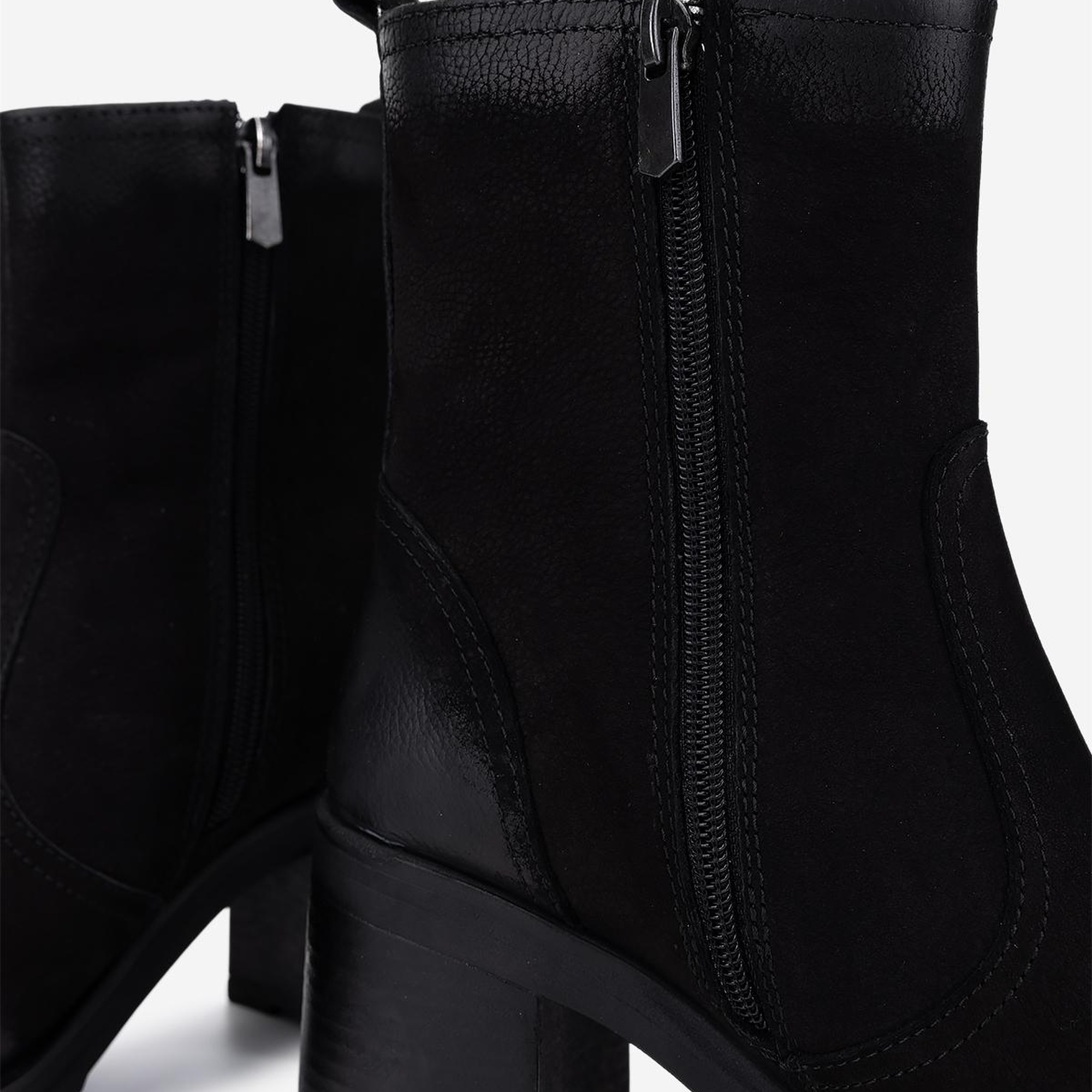 Valmenti Kadın Hakiki Deri Siyah Nubuk Topuklu Bot