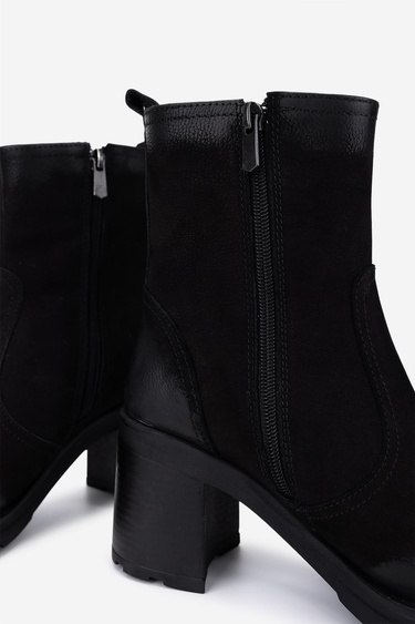  Valmenti Kadın Hakiki Deri Siyah Nubuk Topuklu Bot