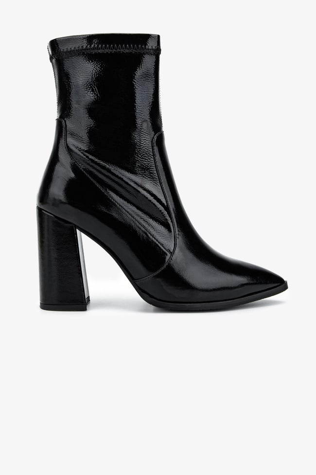  Valmenti Kadın Deri & Suni Siyah Rugan Topuklu Bot