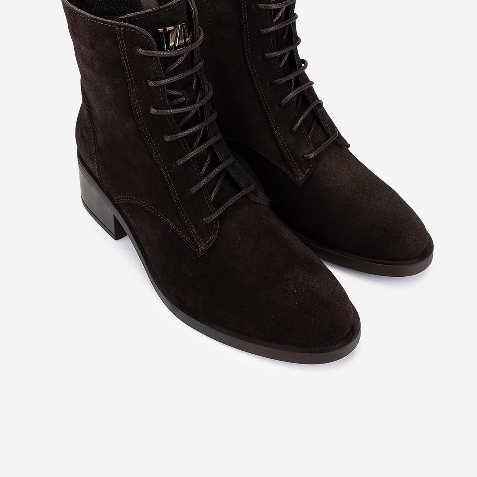 Valmenti Kadın Hakiki Deri Kahverengi Süet Topuklu Bot