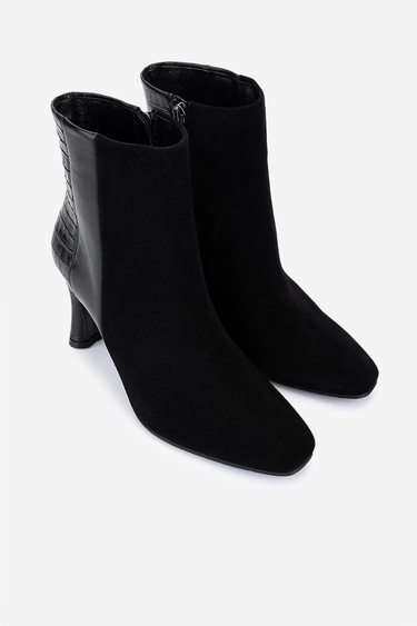  Valmenti Kadın Hakiki Deri Siyah Topuklu Bot