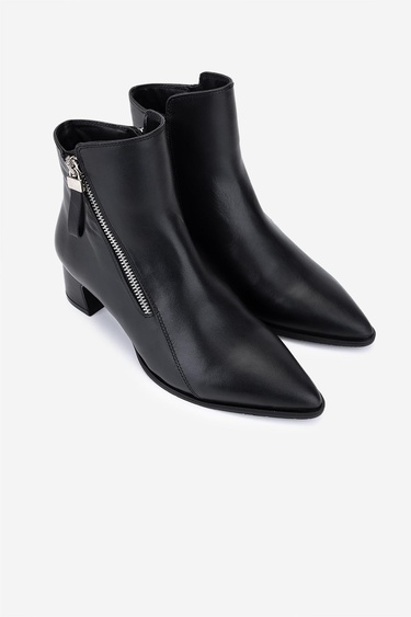  Valmenti Kadın Hakiki Deri Siyah Topuklu Bot