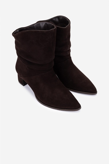  Valmenti Kadın Hakiki Deri Kahverengi Süet Topuklu Bot