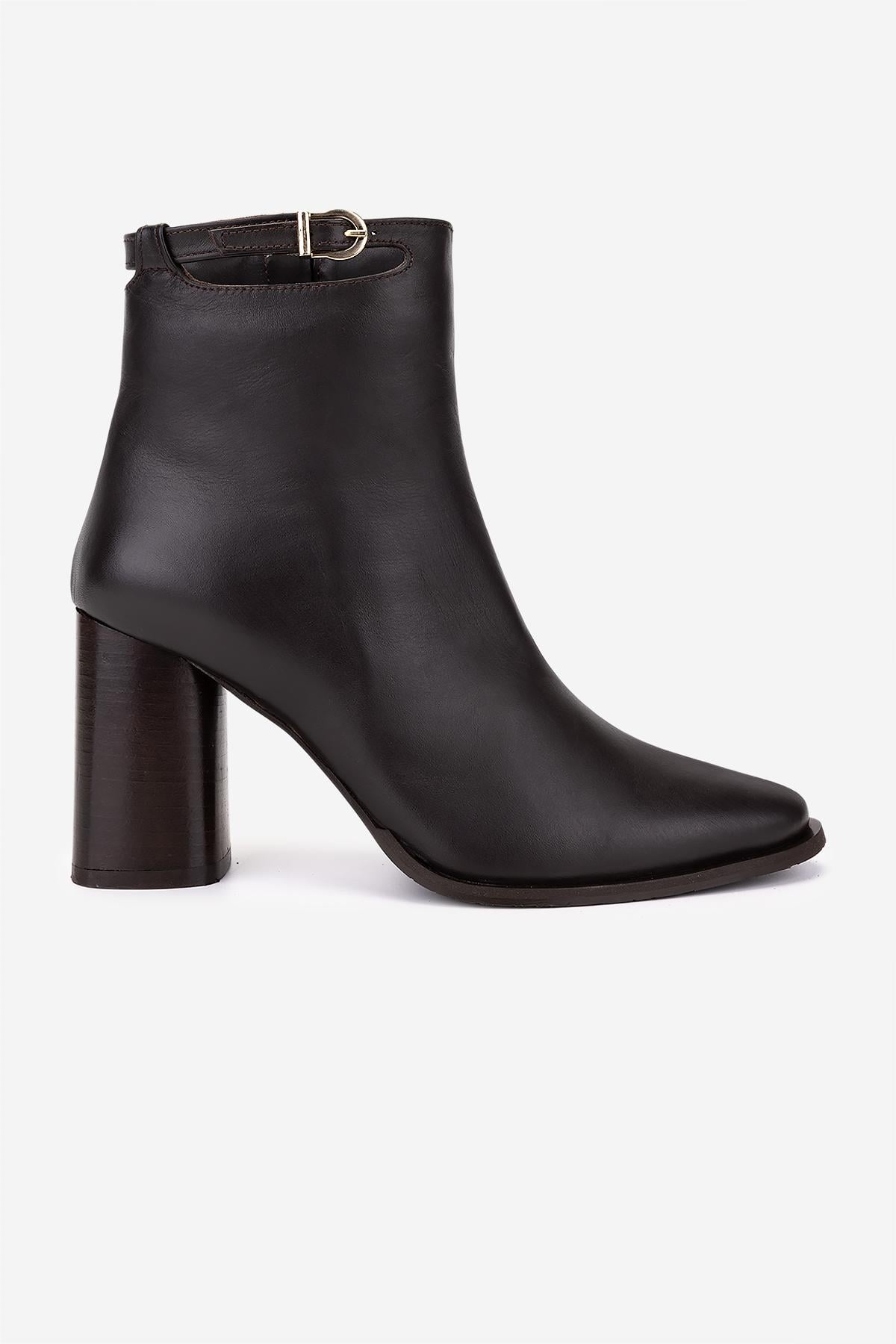  Valmenti Kadın Hakiki Deri Kahverengi Topuklu Bot