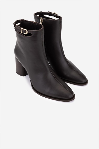  Valmenti Kadın Hakiki Deri Kahverengi Topuklu Bot