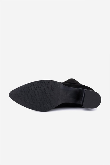  Valmenti Kadın Hakiki Deri Siyah Süet Topuklu Bot