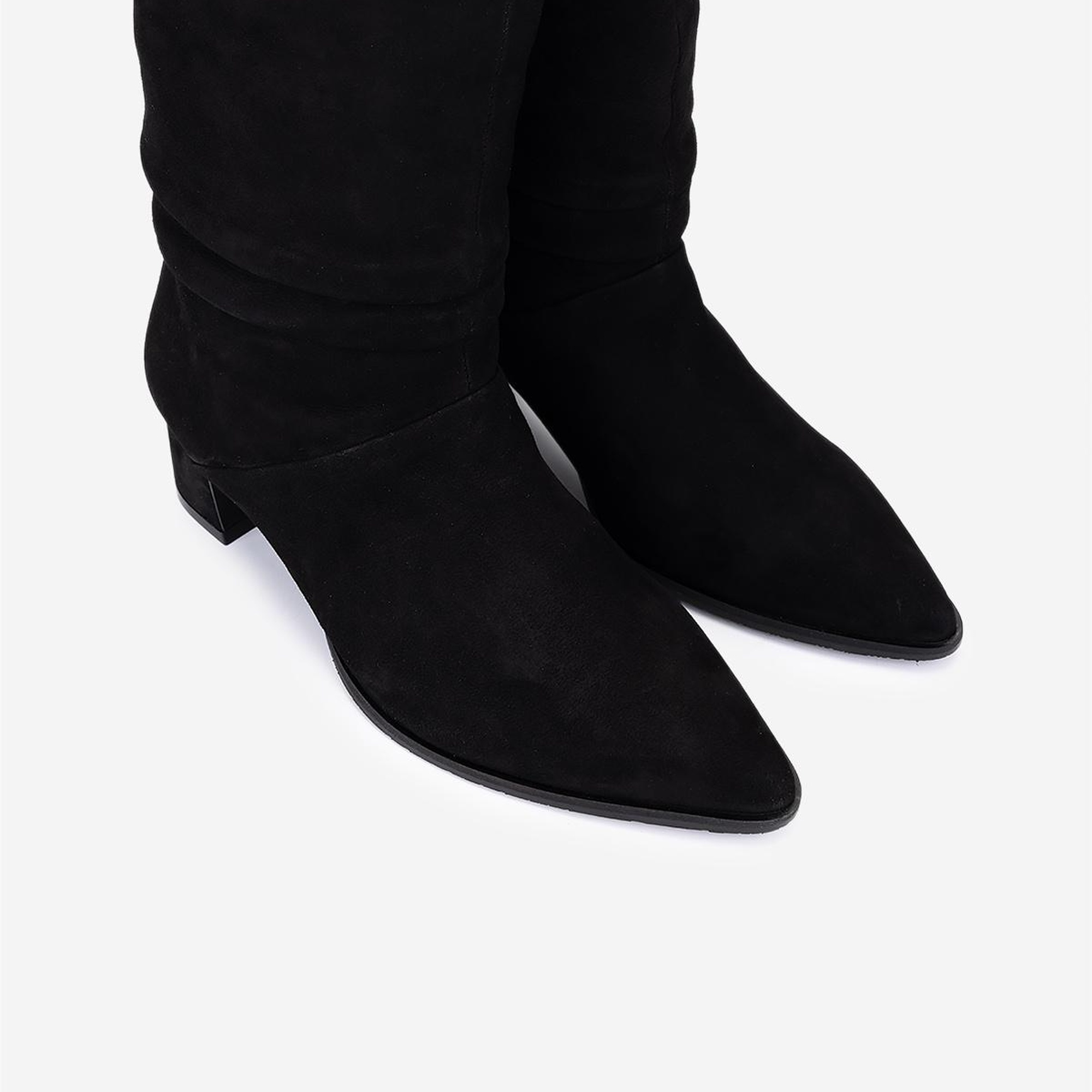 Valmenti Kadın Hakiki Deri Siyah Süet Topuklu Bot