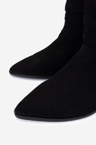  Valmenti Kadın Hakiki Deri Siyah Süet Topuklu Bot