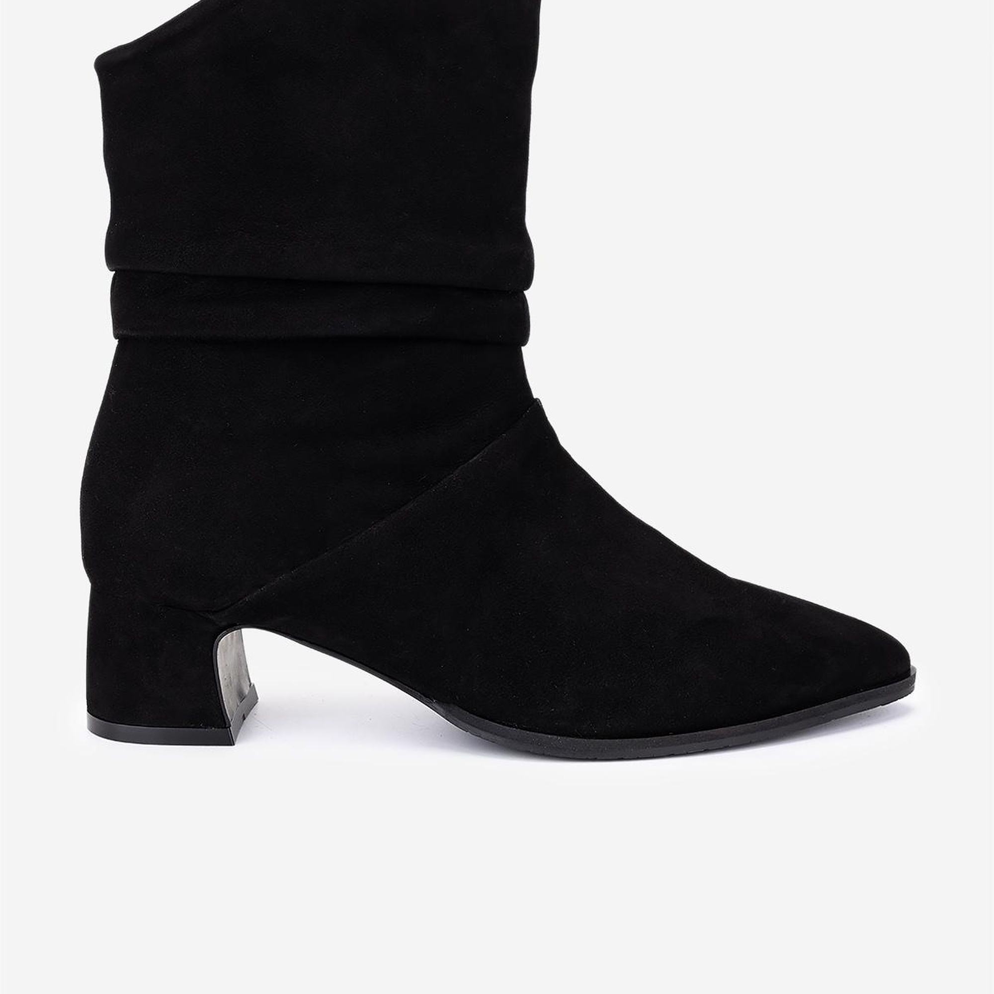 Valmenti Kadın Hakiki Deri Siyah Süet Topuklu Bot