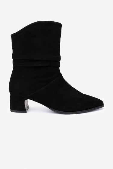  Valmenti Kadın Hakiki Deri Siyah Süet Topuklu Bot