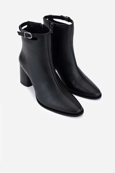  Valmenti Kadın Hakiki Deri Siyah Topuklu Bot