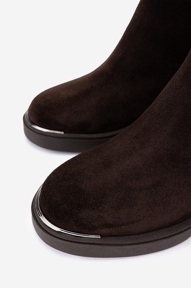  Valmenti Kadın Hakiki Deri Kahverengi Süet Topuklu Bot