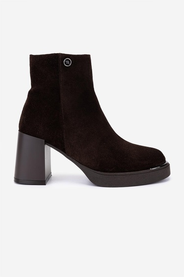  Valmenti Kadın Hakiki Deri Kahverengi Süet Topuklu Bot
