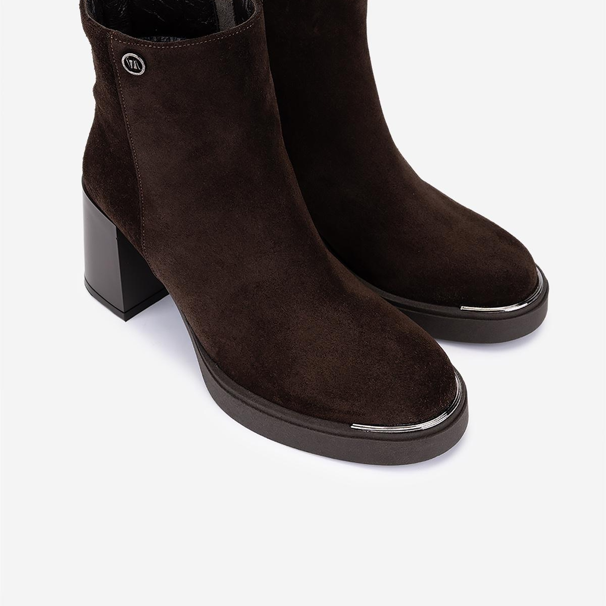 Valmenti Kadın Hakiki Deri Kahverengi Süet Topuklu Bot
