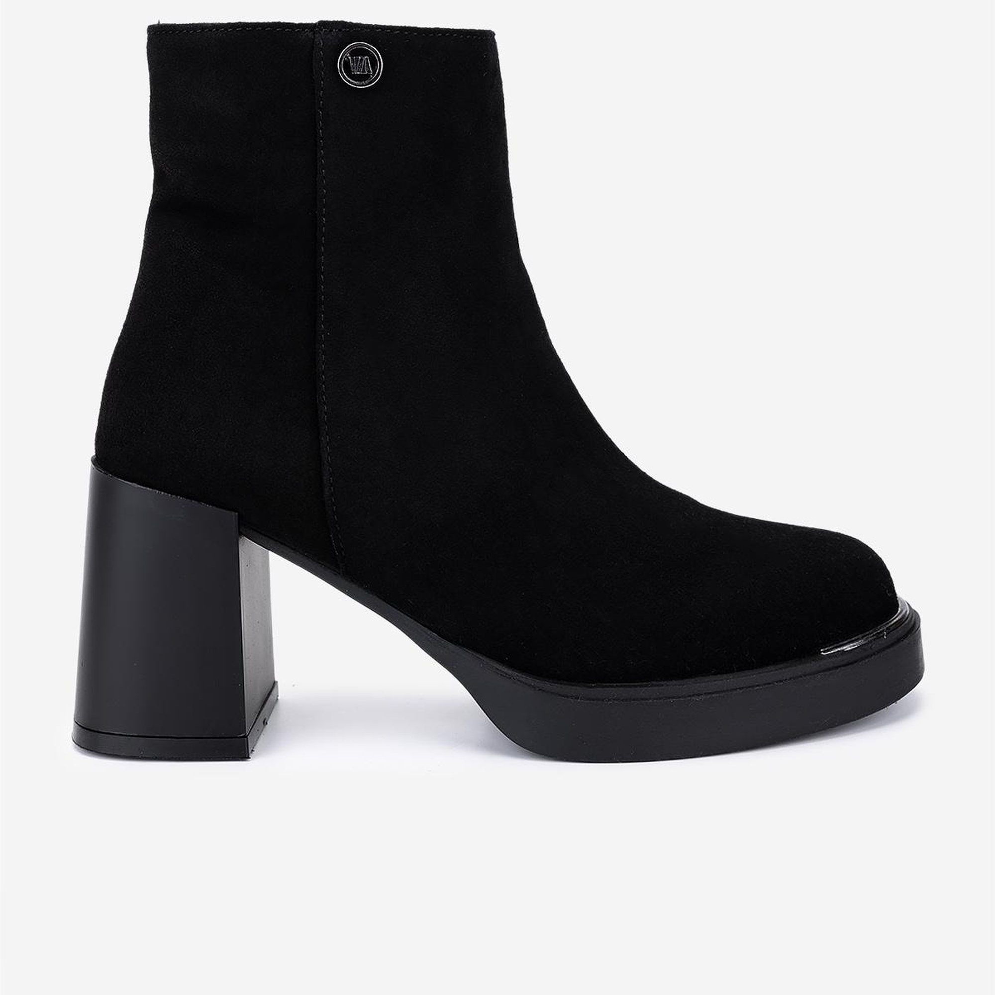 Valmenti Kadın Hakiki Deri Siyah Süet Topuklu Bot