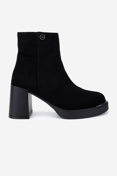  Valmenti Kadın Hakiki Deri Siyah Süet Topuklu Bot