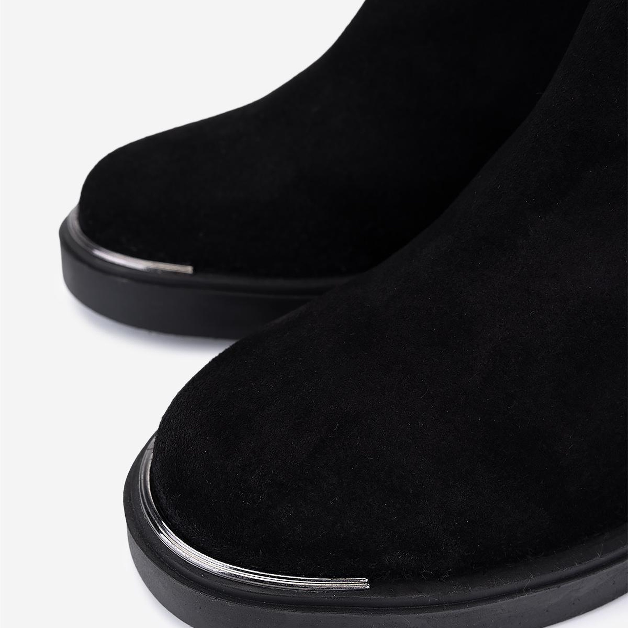 Valmenti Kadın Hakiki Deri Siyah Süet Topuklu Bot