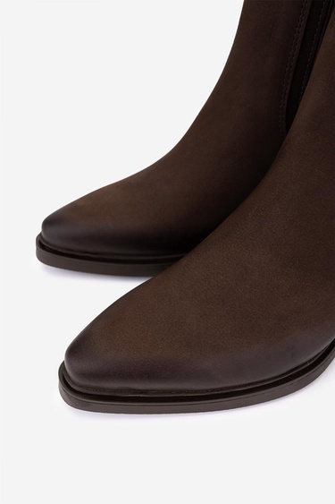  Valmenti Kadın Hakiki Deri Kahverengi Nubuk Topuklu Bot