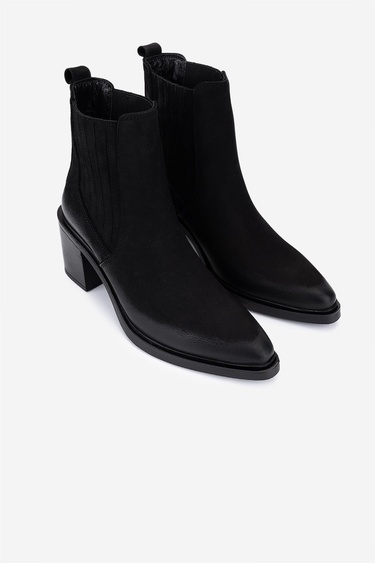  Valmenti Kadın Hakiki Deri Siyah Nubuk Topuklu Bot